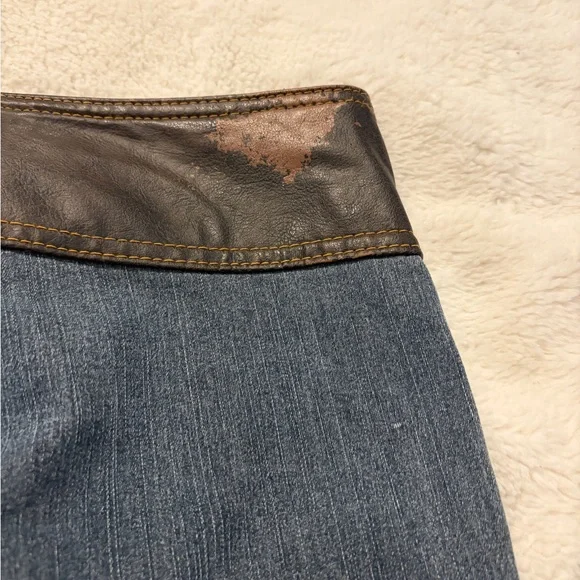 Angels Blue Flare Jeans with Brown Faux-Leather Waistband - Picture 11 of 12
